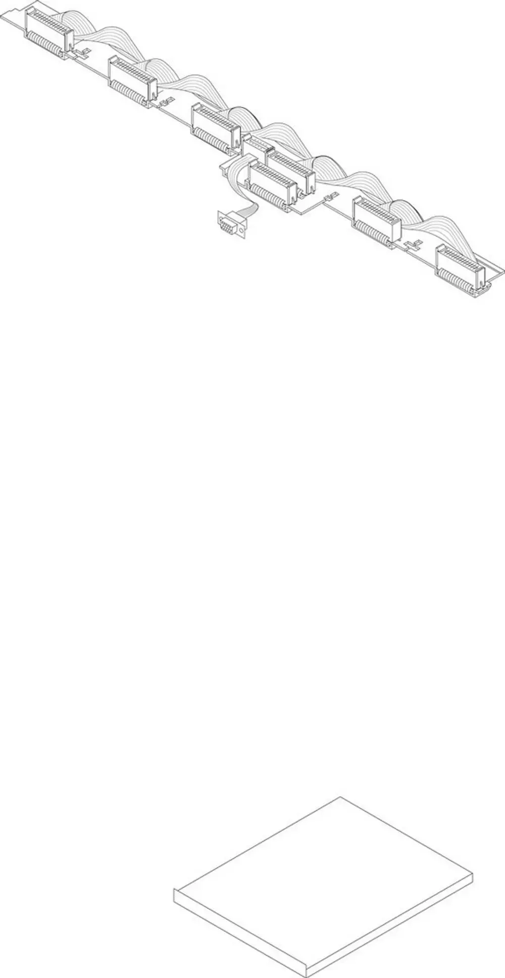 Diagramm einer Bosch-Busmodule-Konfiguration mit mehreren Verbindungselementen, die in einer flachen Modulbauweise angeordnet sind.